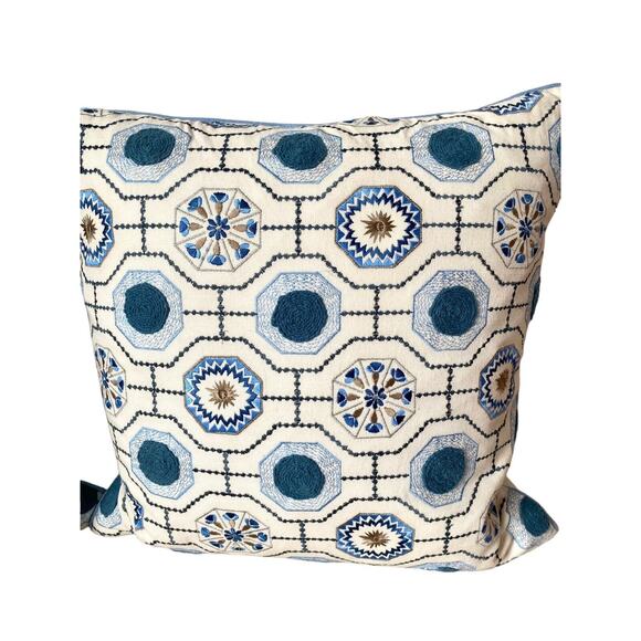 Celerie By Kemble Square Pillow Perigold Designer 20” Duck Feathers India Blue - Picture 4 of 9